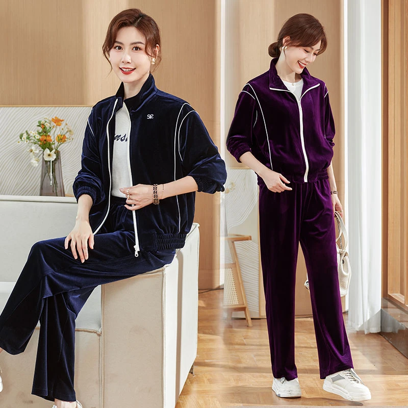 妈妈休闲运动套装中年春秋装洋气女装50-60岁40直播中老年外套