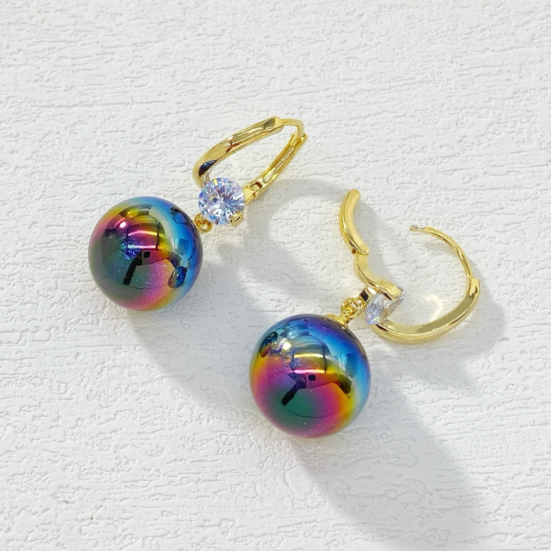 铜合金耳饰 ——木木（RZ2077）14毫米珠子 时尚耳饰