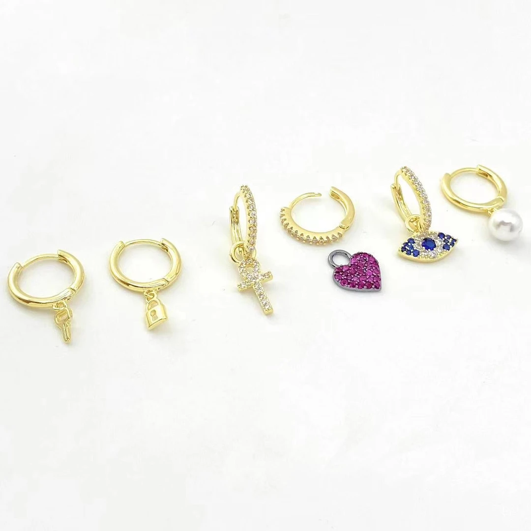 铜合金耳饰 ——木木（RZ2533）6只装  时尚耳饰