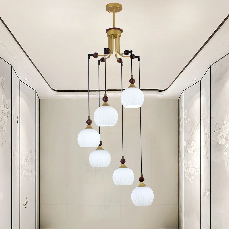 楼梯吊灯北欧轻奢公寓复式楼客厅灯美式复古创意楼梯间loft长吊灯