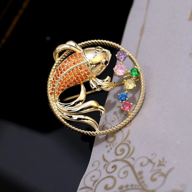 D.M.D/迪曼达 合金胸针 d500锦鲤胸针高档女胸花别针国风配饰送礼