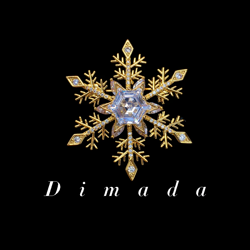 合金胸针 d1134金色雪花胸针高档女胸花别针时尚大衣配饰送人礼物