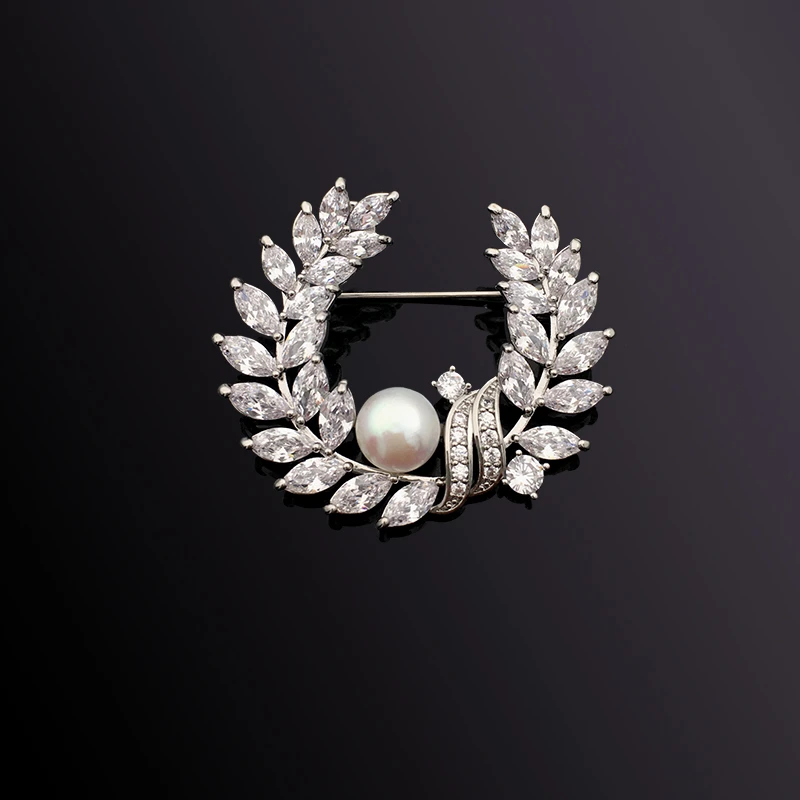 D.M.D/迪曼达 合金胸针 d522橄榄枝胸针高档女轻奢胸花别针配饰