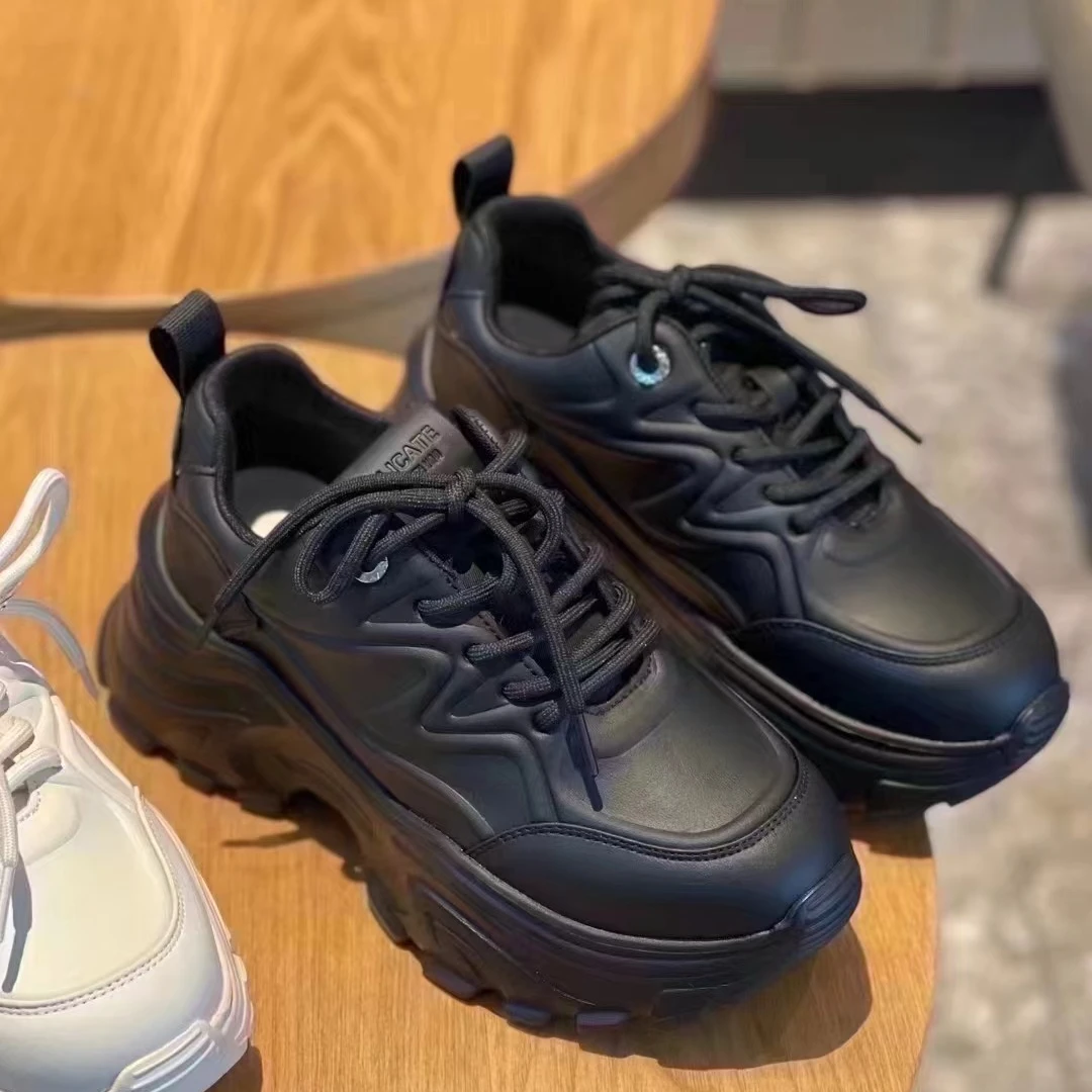 【5900-166】足间蝶舞真皮厚底老爹鞋时尚运动单鞋