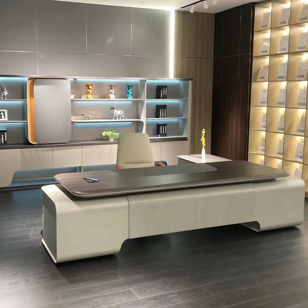 宁波董事长老板桌大班台简约现代总裁办公室家具高档办公桌椅组合