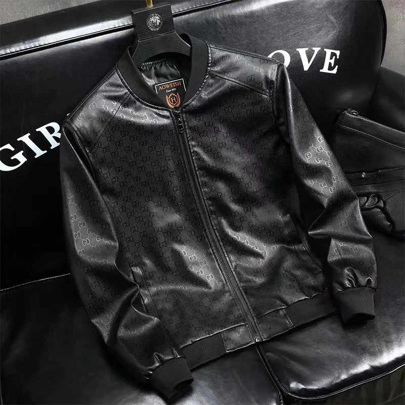 BAOLUOFEIMILI/保罗菲蜜丽522A款秋冬潮流休闲棒球领皮衣夹克外套