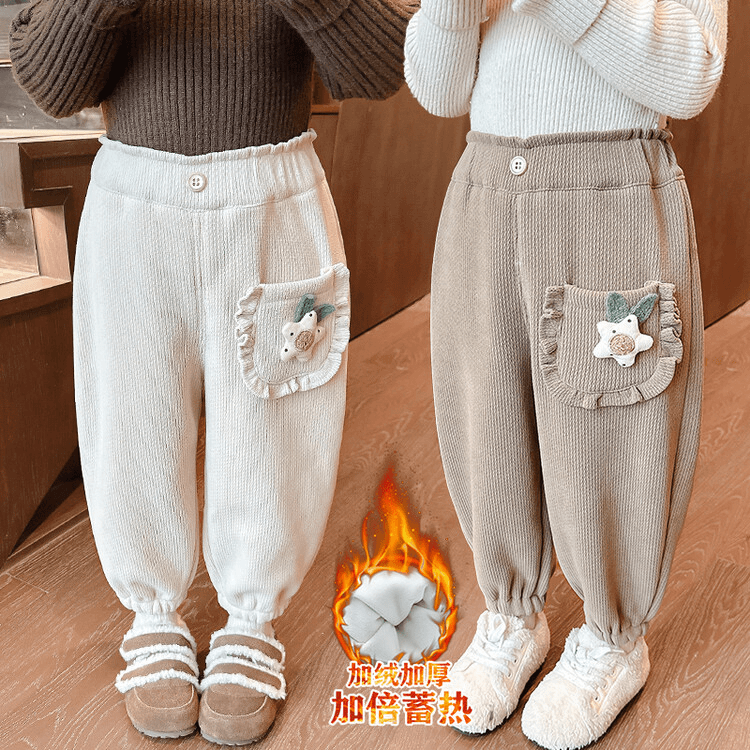 女童裤子秋冬装加绒加厚儿童休闲裤运动洋气宝宝衣服冬季女孩小童