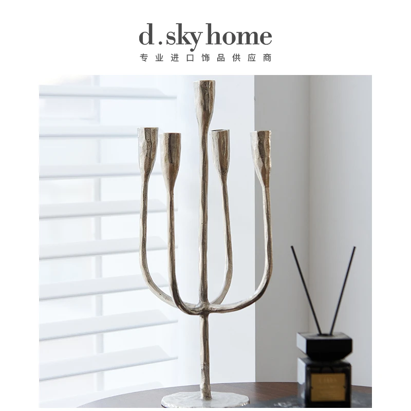 迪斯凯进口银色五头高脚烛台43825#DSK1120