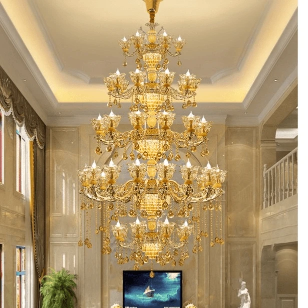 别墅复式楼客厅大吊灯楼梯挑空跃层大厅loft楼中楼长欧式水晶灯具