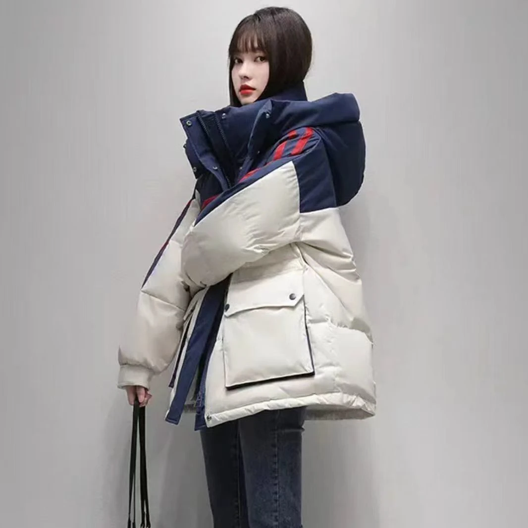 鸭鸭时尚羽绒服羽绒服女2023年冬季抖音网红撞色韩版宽松保暖