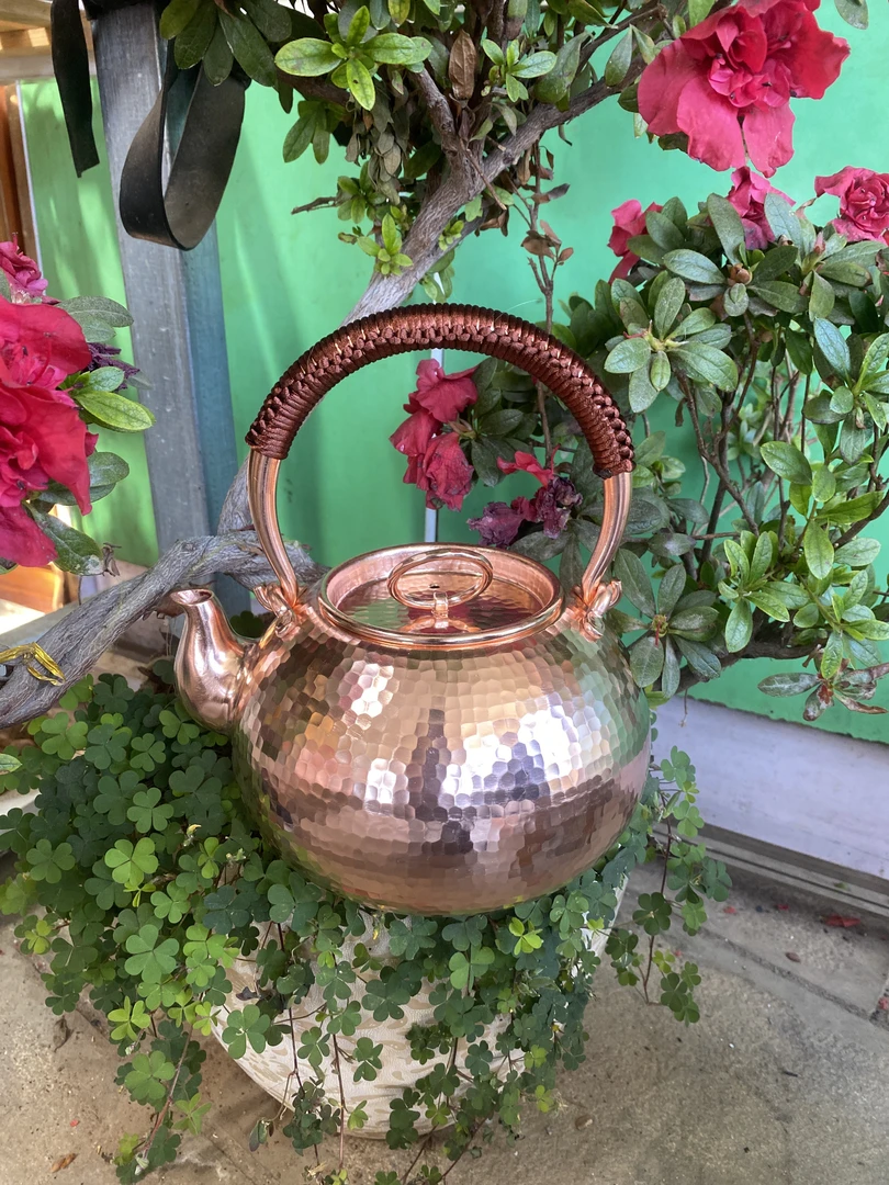 华华铜器 紫铜 加厚 提梁壶 1.5升容量自带主人杯