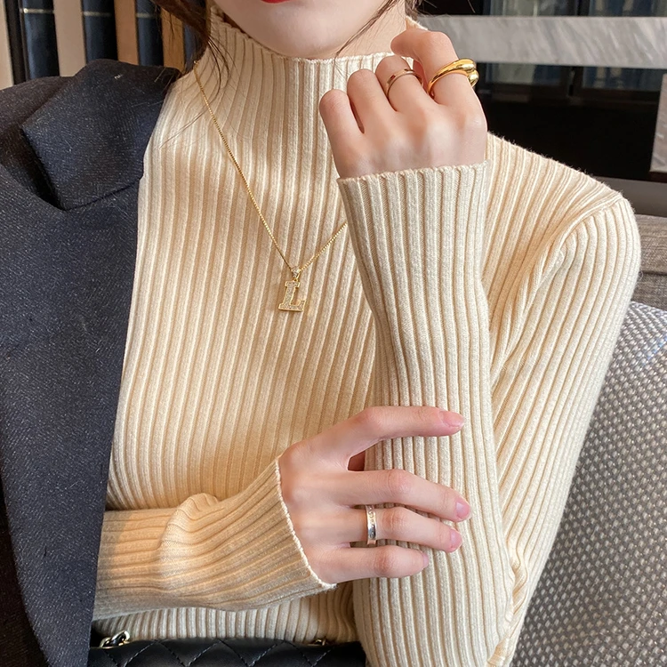 半高领显瘦毛衣打底衫女秋冬2025年新款内搭上衣长袖针织衫套头
