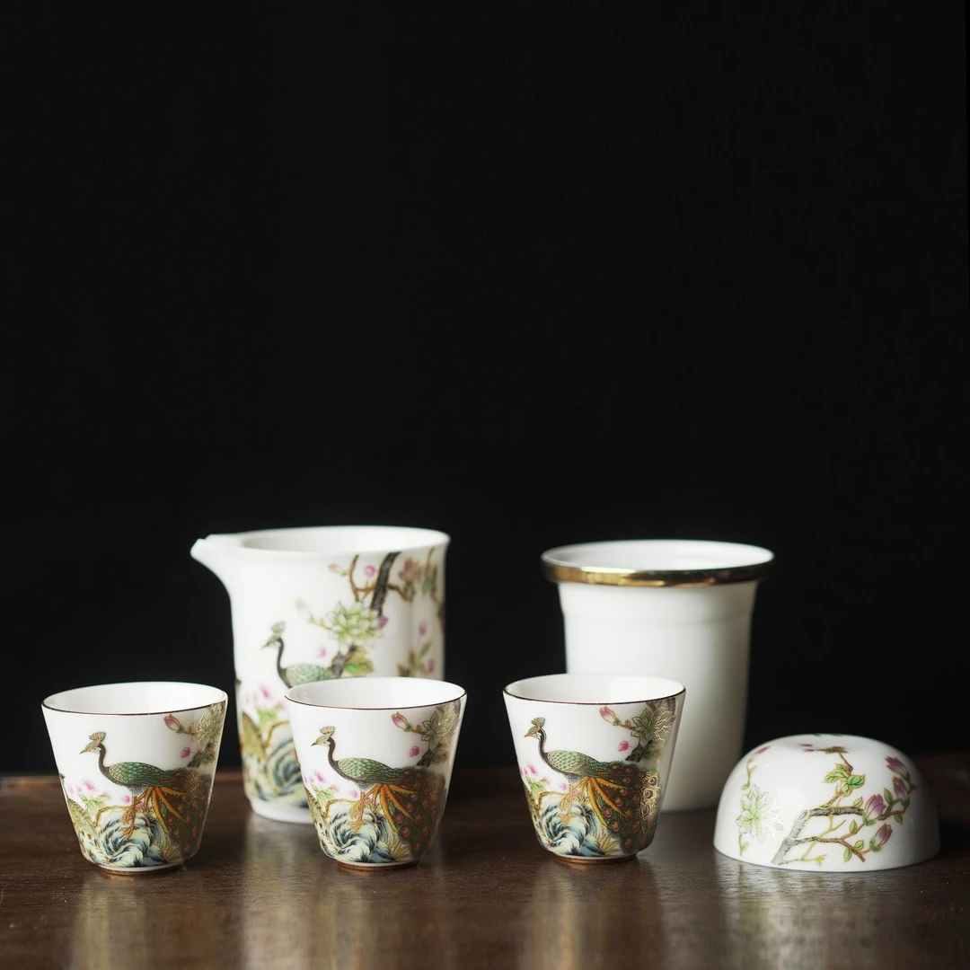 孔雀开屏 陶瓷茶具旅行套装LC