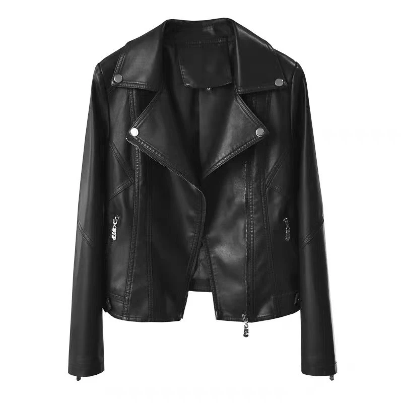 时尚春秋修身短款机车夹克显瘦皮衣女外套