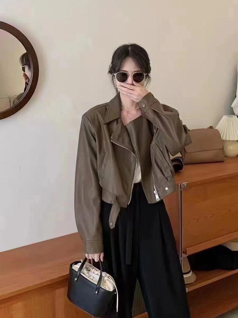 【乔恩姐姐专属】秋冬短款皮衣新款皮衣外套百搭韩版短款皮衣7723