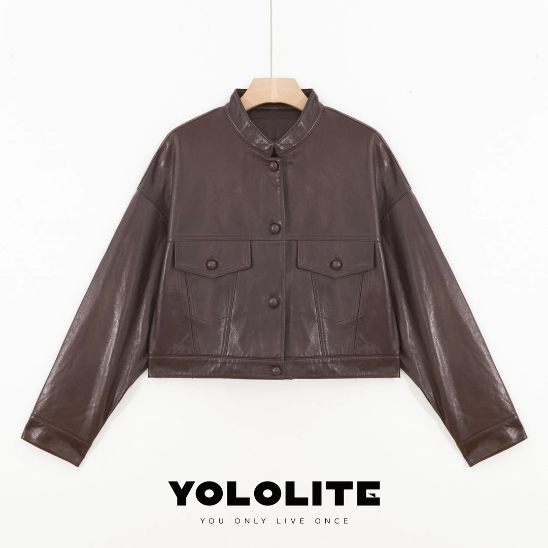 YOLOLITE【天启】1978立领绵羊皮皮衣女新款品质真皮夹克外套