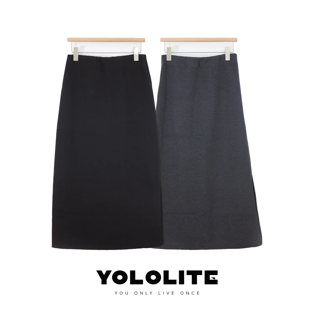 YOLOLITE 【都市魅影】2139松紧腰半身裙高腰中长款设计感包臀裙