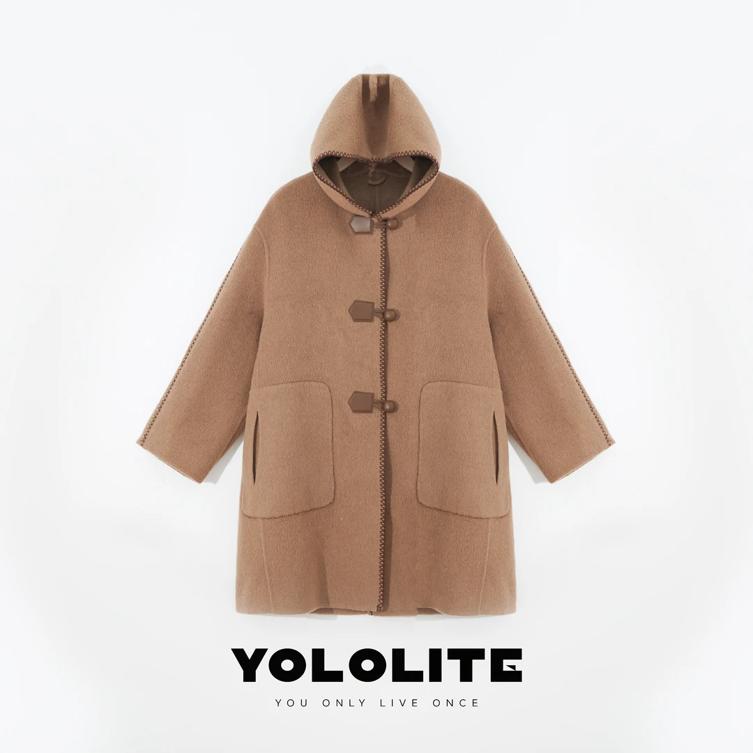YOLOLITE【珍藏】2343手工编织绵羊毛牦牛绒桑蚕丝中长款大衣外套
