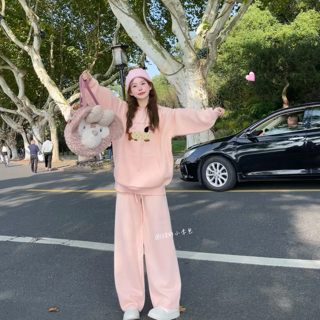 LIRUI【快乐法则】刺绣针织套装秋冬时尚休闲百搭毛衣两件套慵懒风