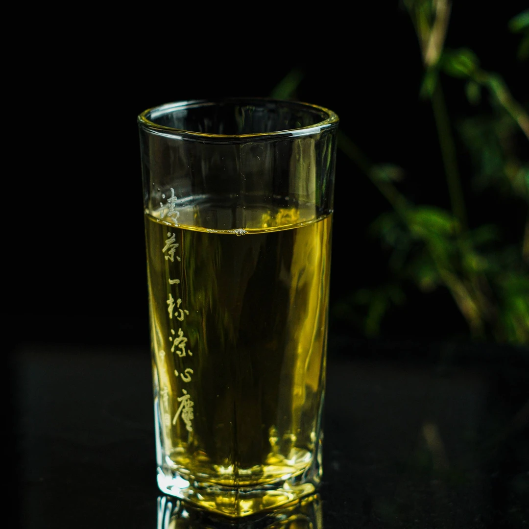 手工刻字绿茶玻璃杯水晶茶杯高颜值透明水杯茶水杯喝水杯创意