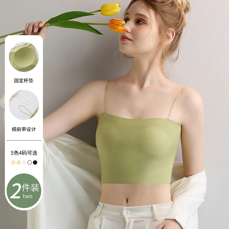 无痕薄款一片式女文胸胸罩内衣裹胸聚拢带胸垫吊带吊带背心内搭