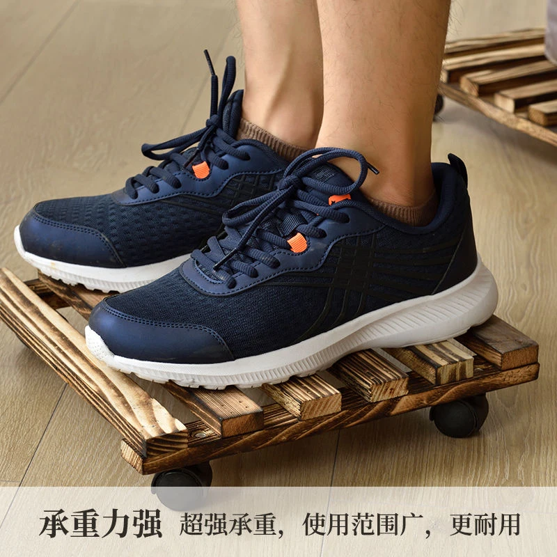 正方形加厚实木可移动花盆托盘底座阳台室外露天防晒架子带万向轮