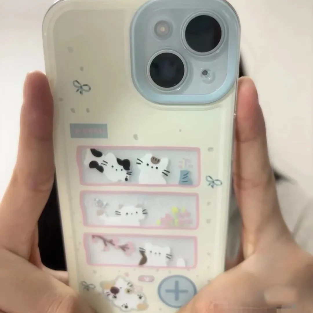 可爱猫咪适用苹果15手机壳iPhone13软壳12透明14promax卡通防摔壳