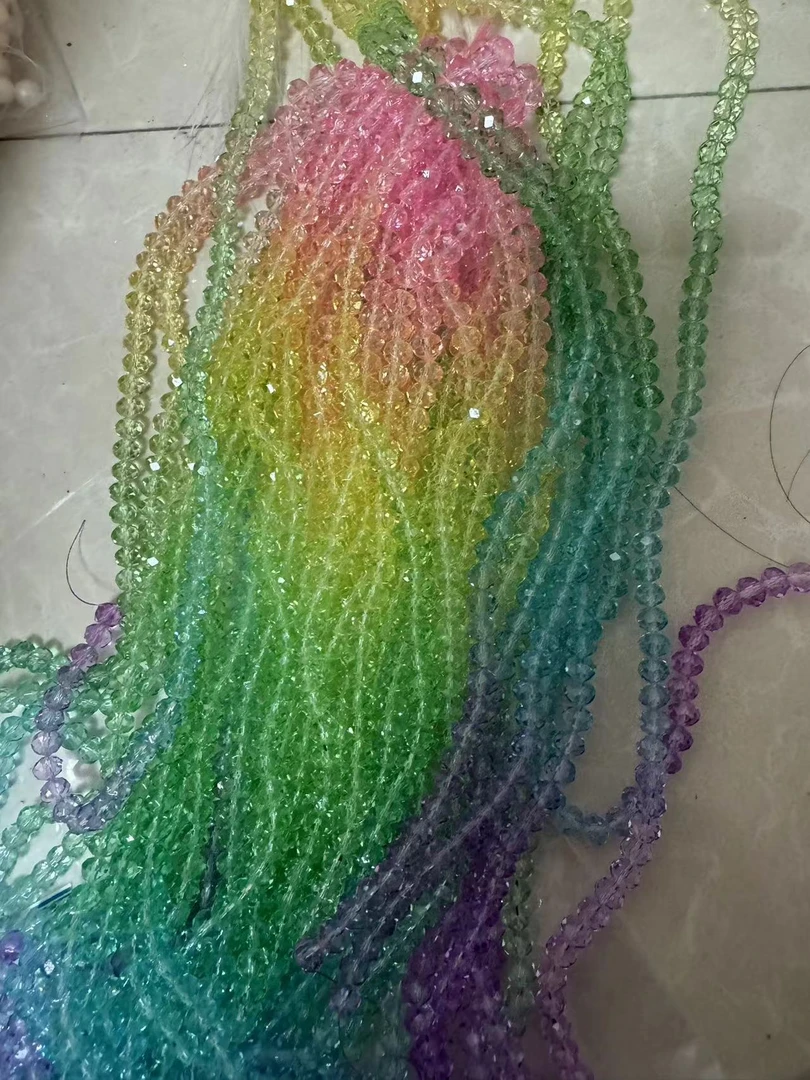 非金属玻璃手链 多吧安彩虹豆圆珠好看饰品时尚串珠对应编码拍饰