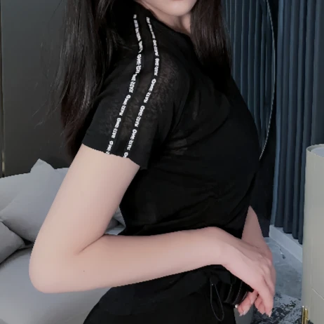 瑞秋-轻奢高品质网纱夏季女装直播间短袖气质上衣薄款短袖T恤8865