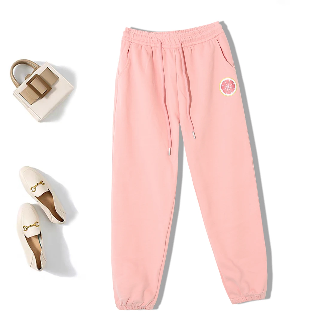 O女士时尚简约新款高腰刺绣宽松爆款束脚减龄百搭休闲卫裤P-CL502