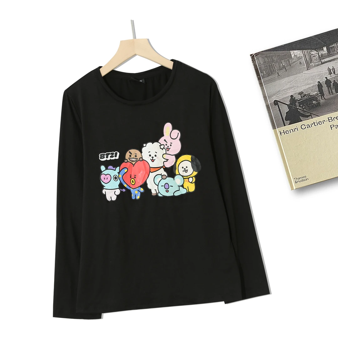 男女同款时尚休闲简约卡通上衣运动春秋款长袖P-2A697 拍1发2