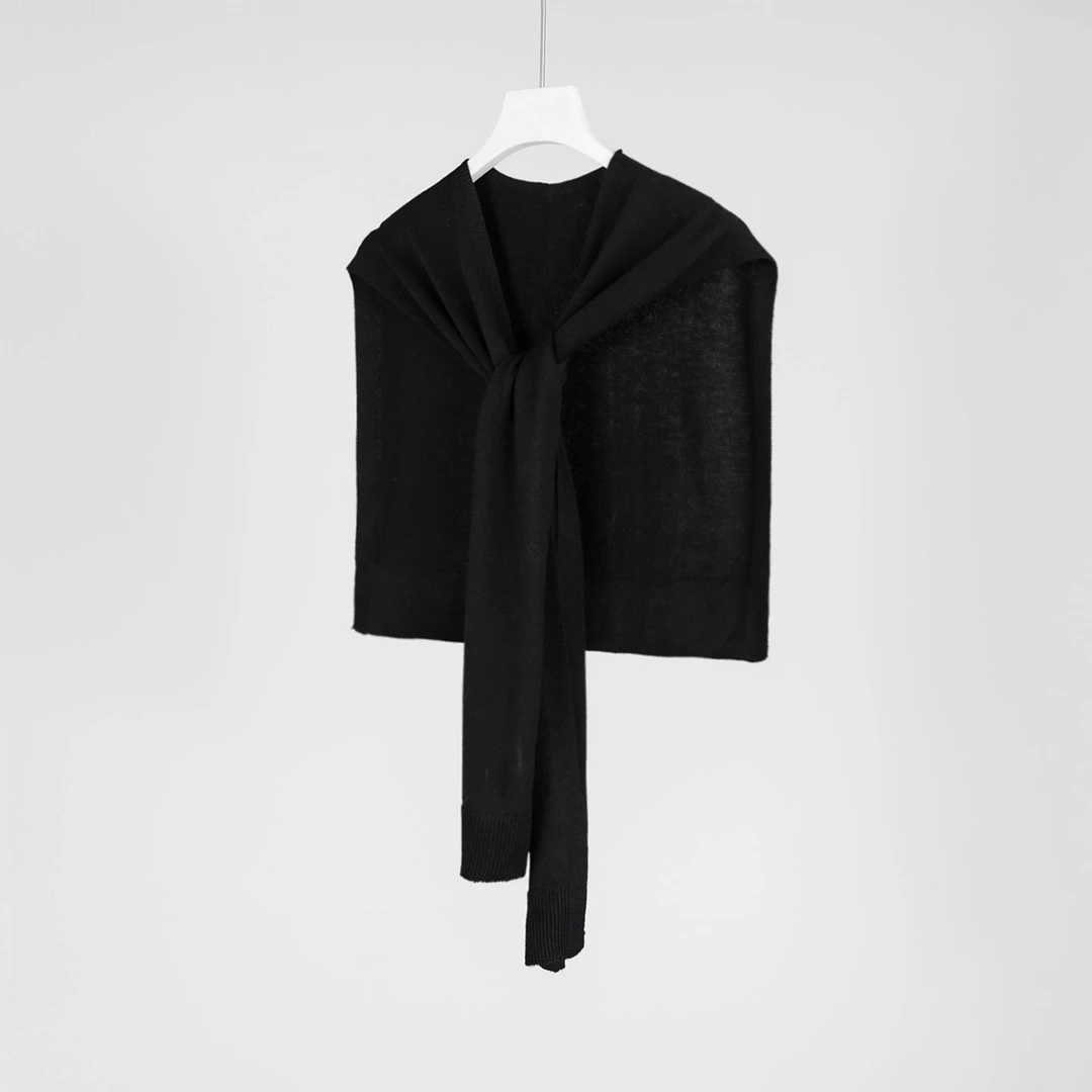 韩版外搭薄款披肩针织时尚高端纯色房外夏季空调春秋洋气打结披肩