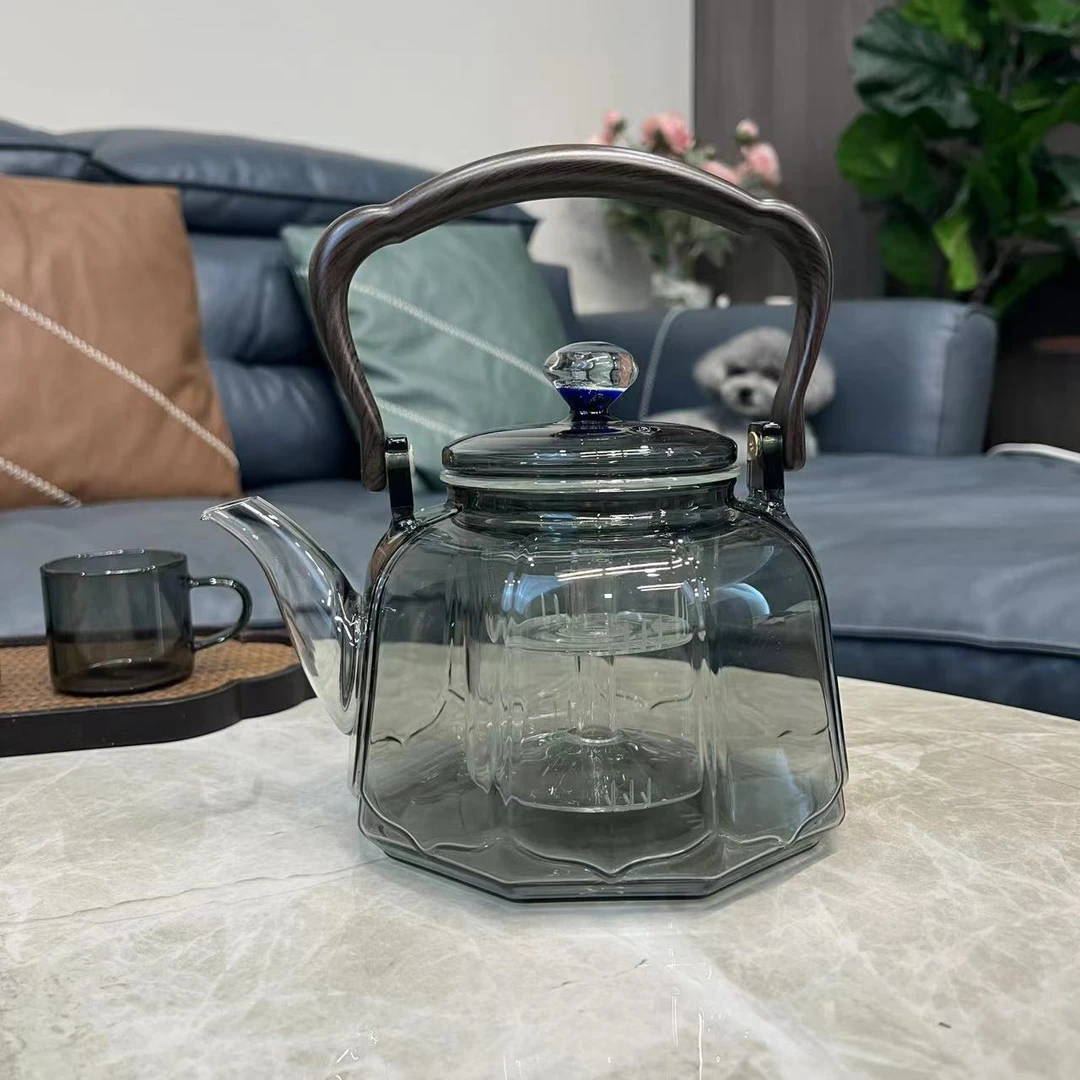 莲韵壶灰色蒸煮壶四代壶明火烧水壶玻璃壶耐高温煮茶壶电陶炉专用