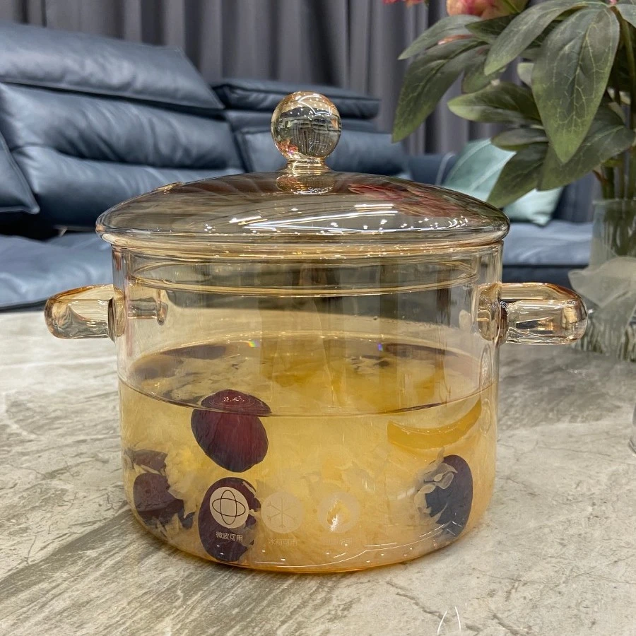 高硼硅耐热玻璃金色玻璃锅