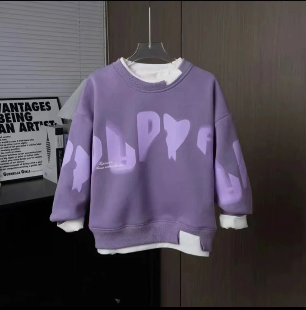 乐痞帅男童炸街卫衣2024新款酷帅儿童假两件上衣洋气春秋男宝帅气