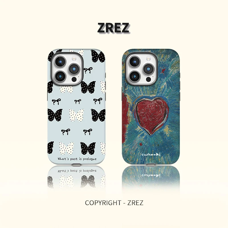 ZREZ 原创 [ 涂鸦爱心 ] 韩国菲林二合一手机壳适用苹果16Promax