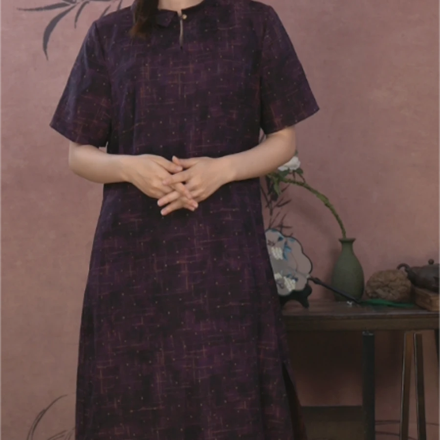 新款香云纱旗袍连衣裙