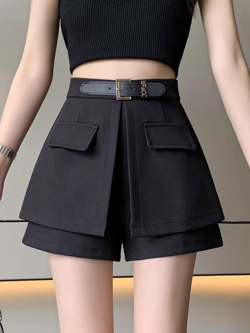 大码升级加厚西装短裤裙裤外穿假两件A字时尚显瘦裤裙10361