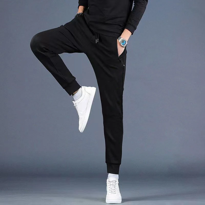 49柒品阳男装百搭秋冬季潮流弹力时尚松紧系绳休闲裤男士长裤