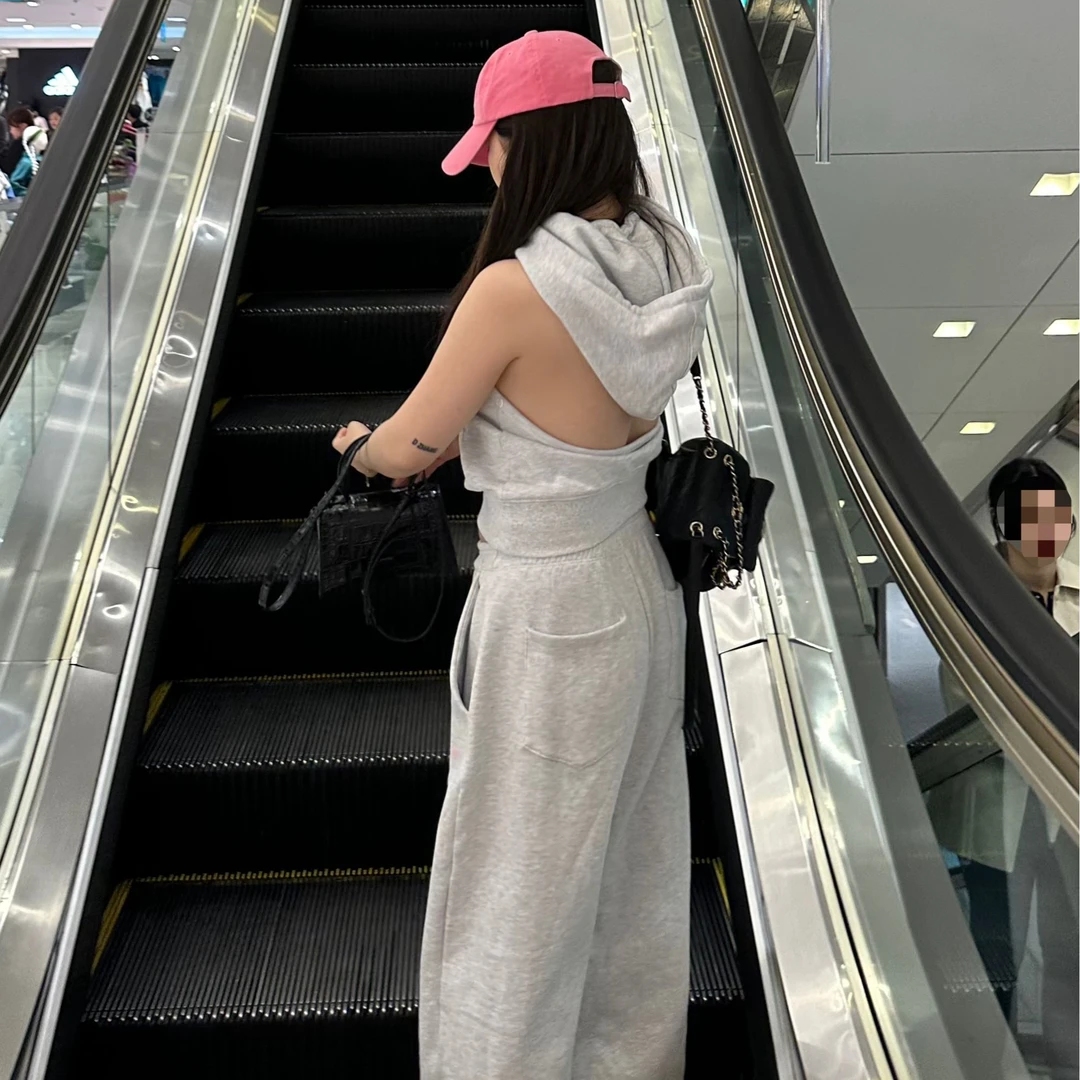 可什么乐辣24ss春夏ins设计感卫衣卫裤套装