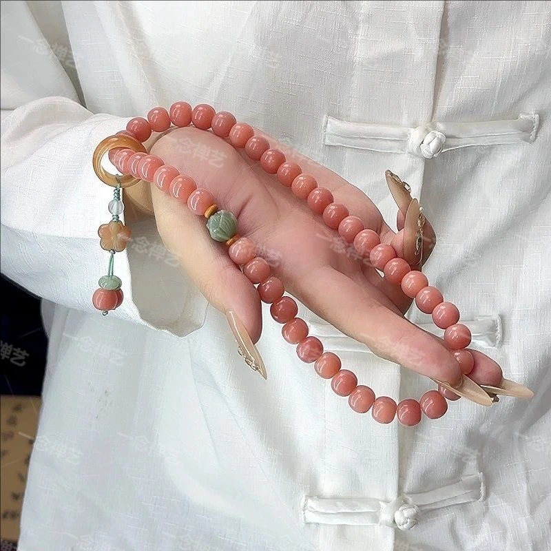 高颜值双圈菩提手串甜美爆款粉色女神粉色菩提手串