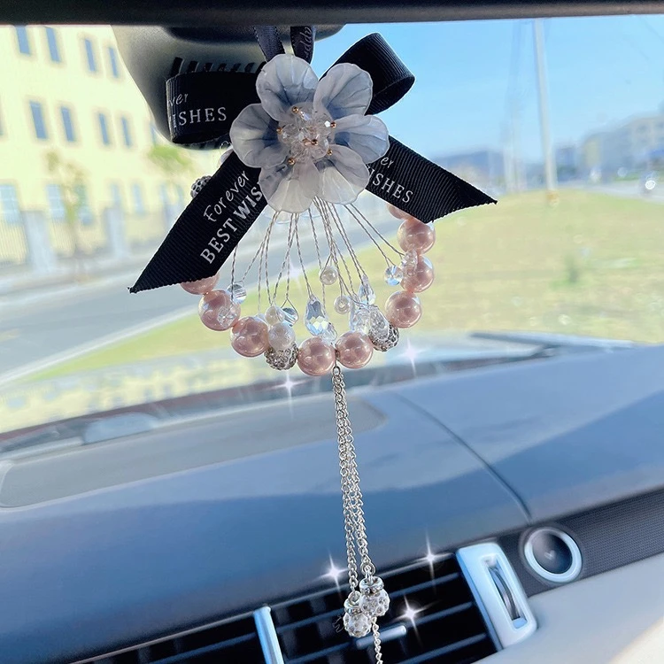 车载好物车饰车内后视镜挂饰吊坠双面花朵车载挂件汽车用品女