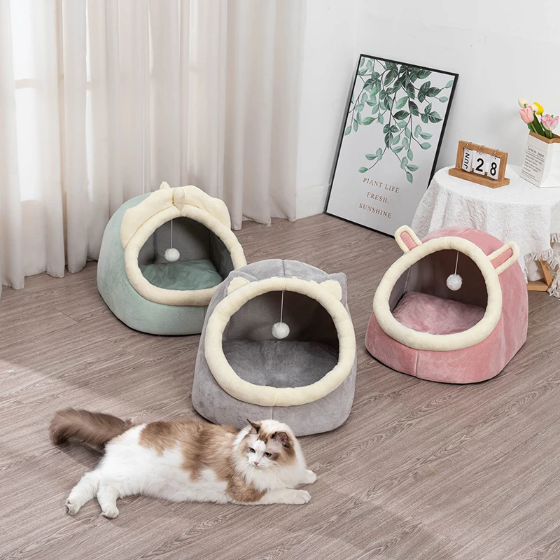 猫窝四季通用猫屋半封闭式小猫咪床幼猫别墅狗窝冬季保暖宠物用品