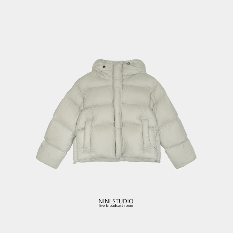 NINI.STUDIO【团团】90白鹅绒 连帽立领羽绒服鹅绒服外套