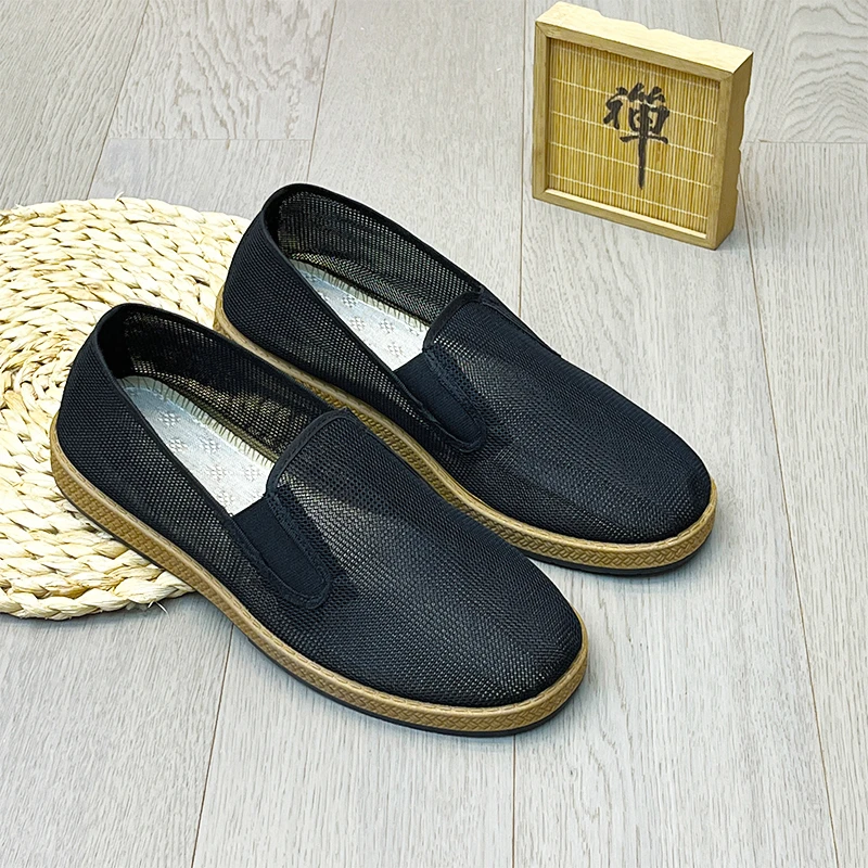 意迪森【单网同款】网鞋老北京布鞋开车一脚蹬男鞋懒人透气镂空布鞋
