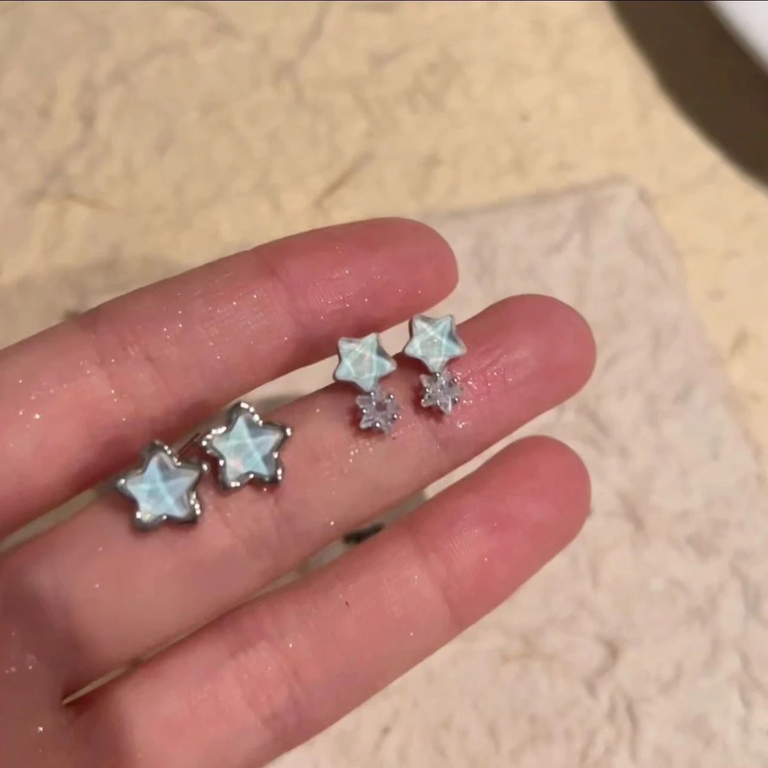 合金耳饰 梦幻星星~星星耳钉女时尚气质清冷感耳环2024年新款耳饰