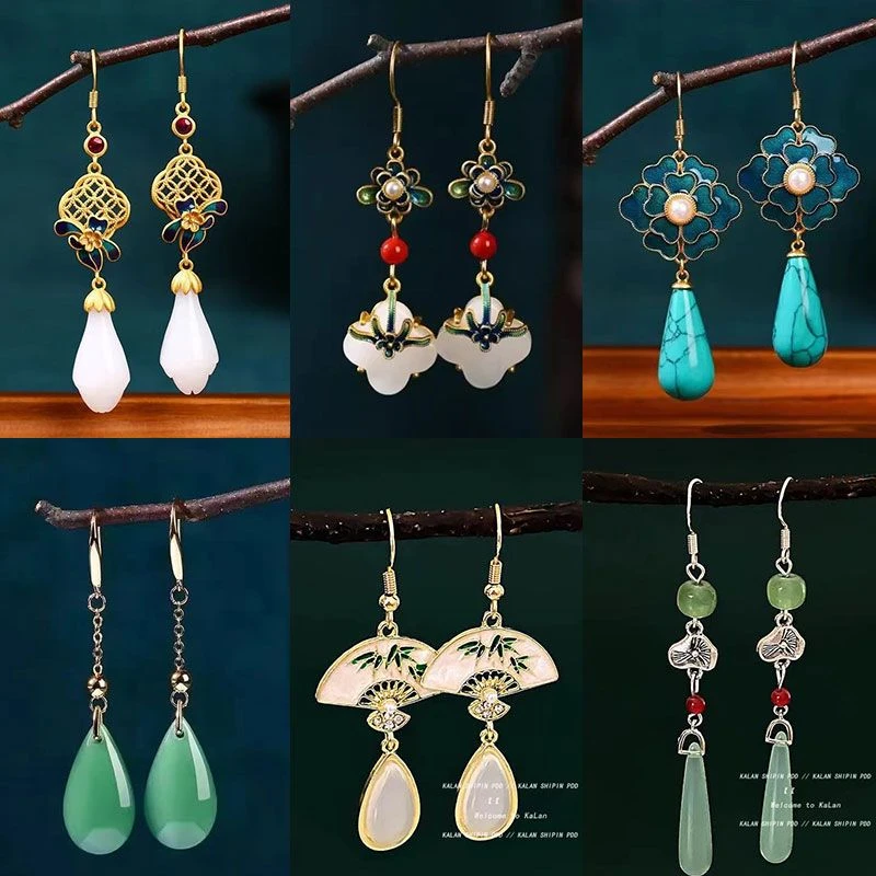 2024新中式百搭耳环中国风耳坠汉服耳饰旗袍耳钉高级感马面裙配饰