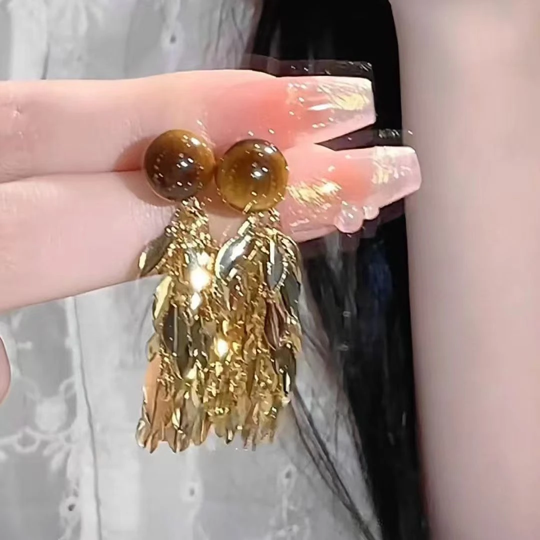 「穗穗平安」金色麦穗流苏耳夹无耳洞耳环女新款网红小众高级耳饰