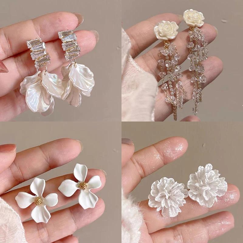 超仙花朵流苏高级感小众气质耳坠百搭显白新款耳环