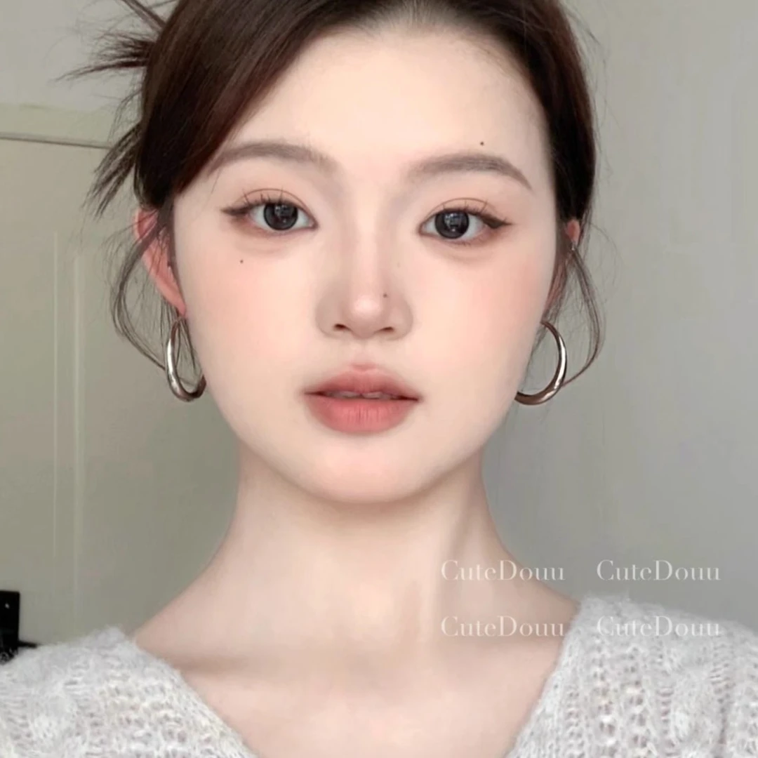 方圆脸天菜4.0 刘亦菲同款金属耳环 冷淡风耳饰